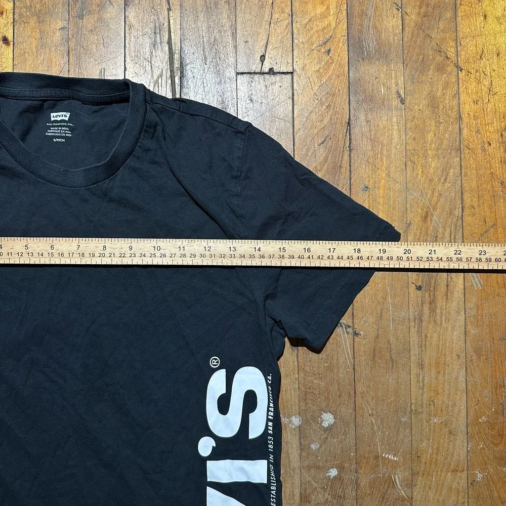 Levi's T-Shirt Men's Small Black Logo Cotton Regular Fit Short Sleeve Crew‎ Neck
